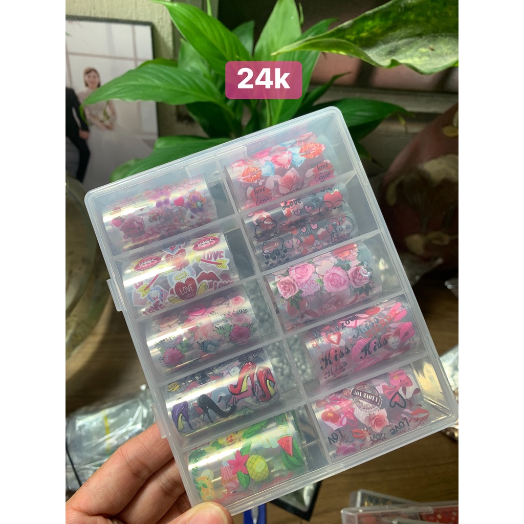 Foi thương hiệu,foi báo,foi hoa, foi dán móng khay 10 ô