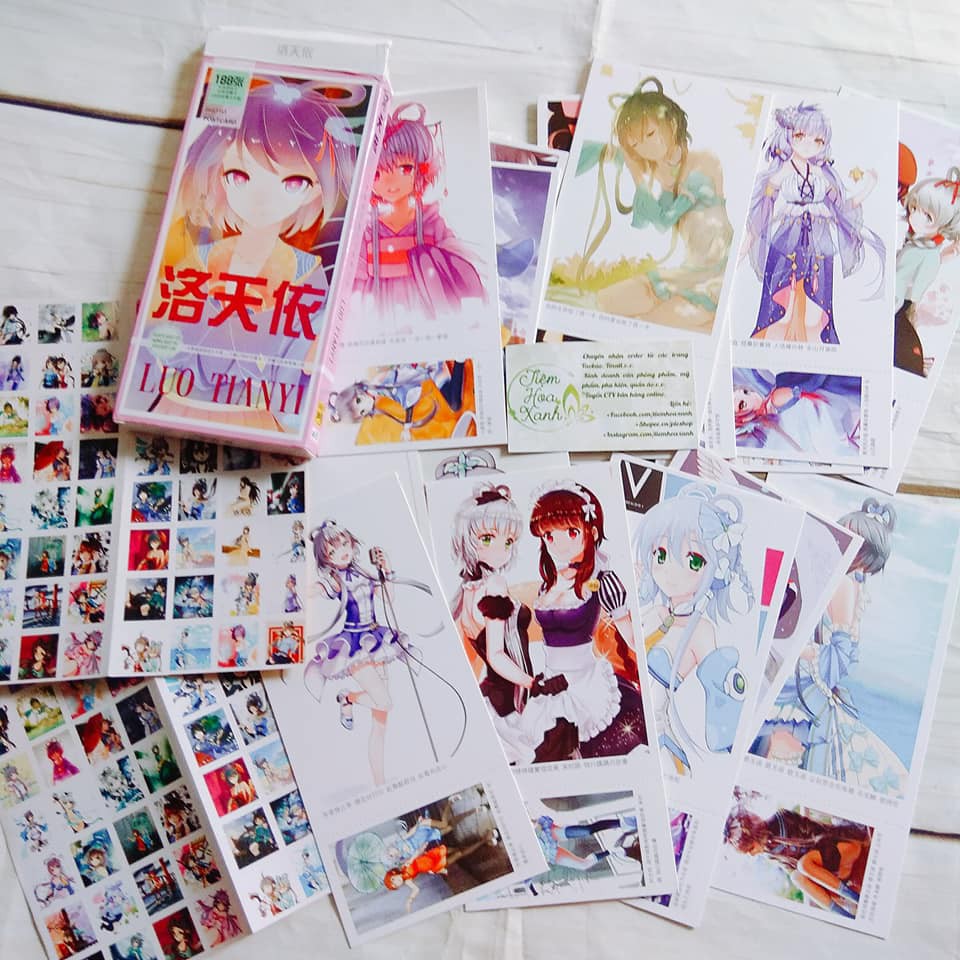 Hộp ảnh Postcard Lạc Thiên Y có ảnh dán sticker lomo in hình anime chibi