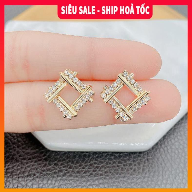 Có ảnh thật 🌸Tặng chốt khuyên🌸 Bông tai đính đá hình thoi Hàn Quốc| Khuyên tai đẹp 2021- Wink Accessories L1AS11