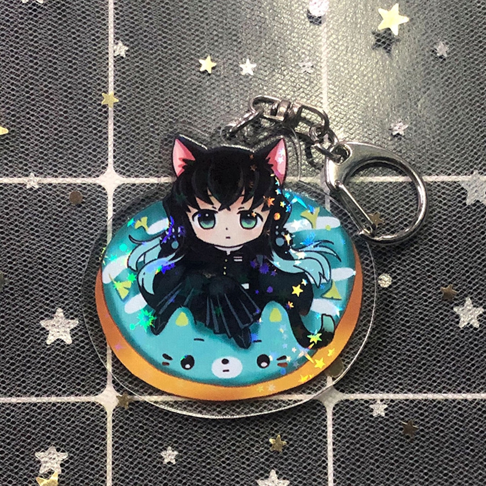 Anime Demon Slayer Kimetsu no Yaiba Keychain Brinco Blade Of Ghost Key Chains Choker Kamado Tanjirou Same Pendant Jewelry