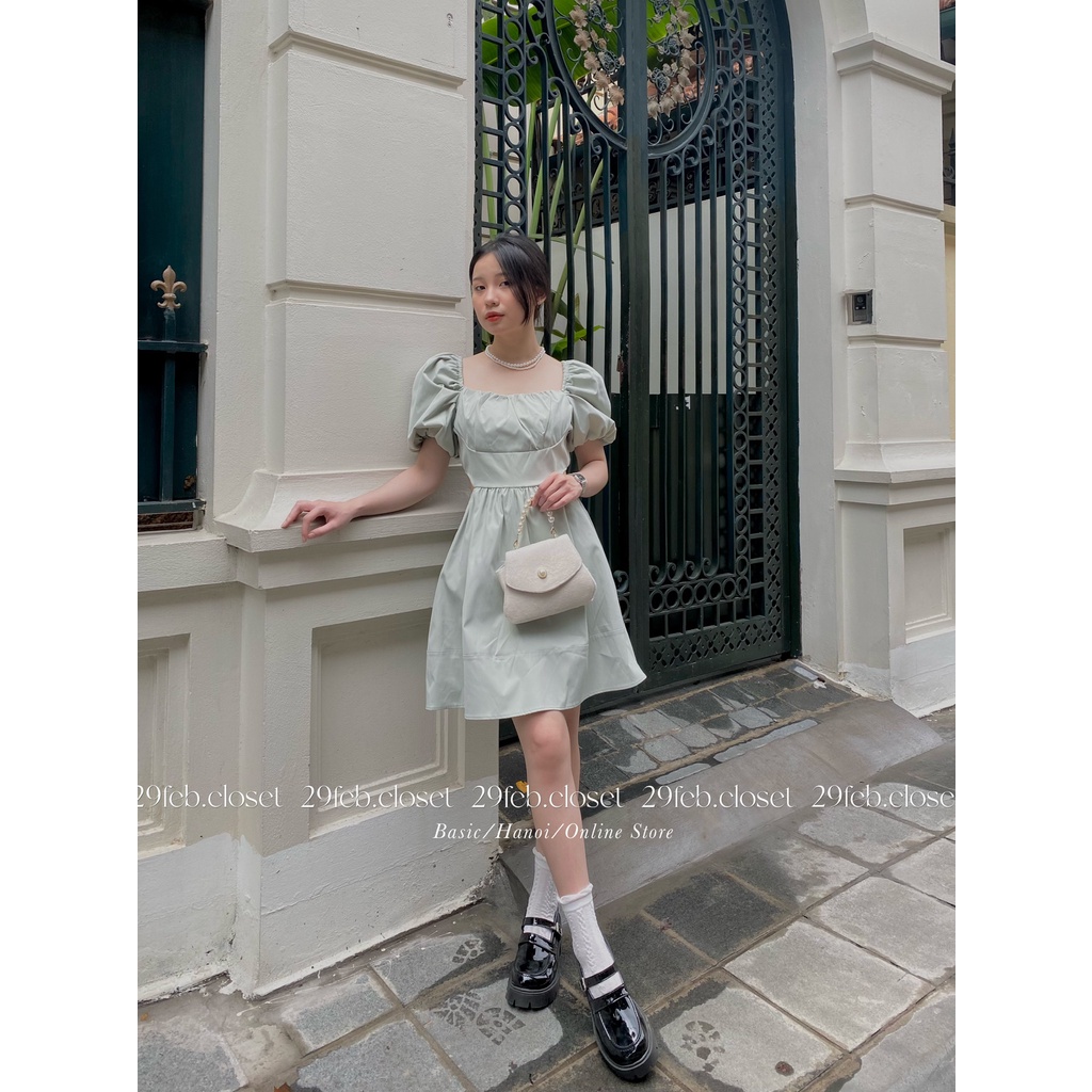 [Ảnh thật/Video] Váy cổ vuông hở eo chất thô mềm - 29feb.closet - V23