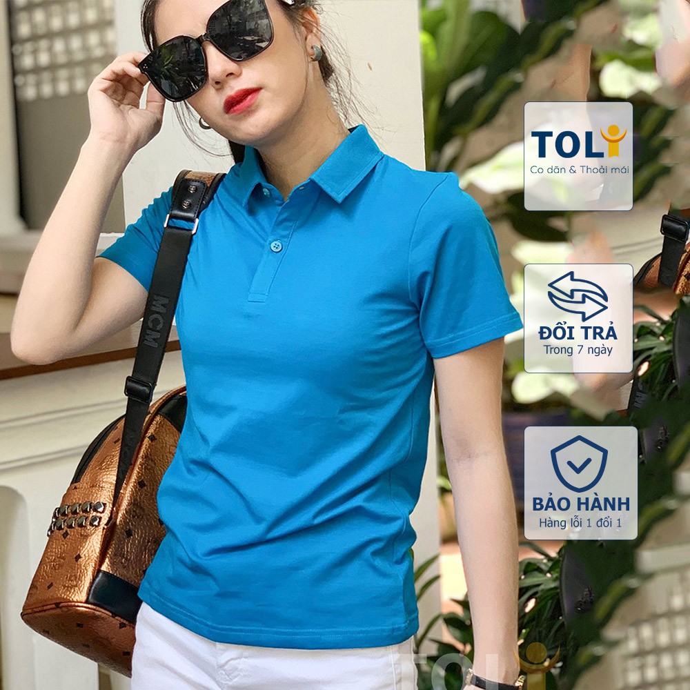 Áo thun nữ Cổ Sơ Mi (Cổ trụ) TOLI, chất cotton 4 chiều mềm mịn, co dãn Xanh Ya | BigBuy360 - bigbuy360.vn