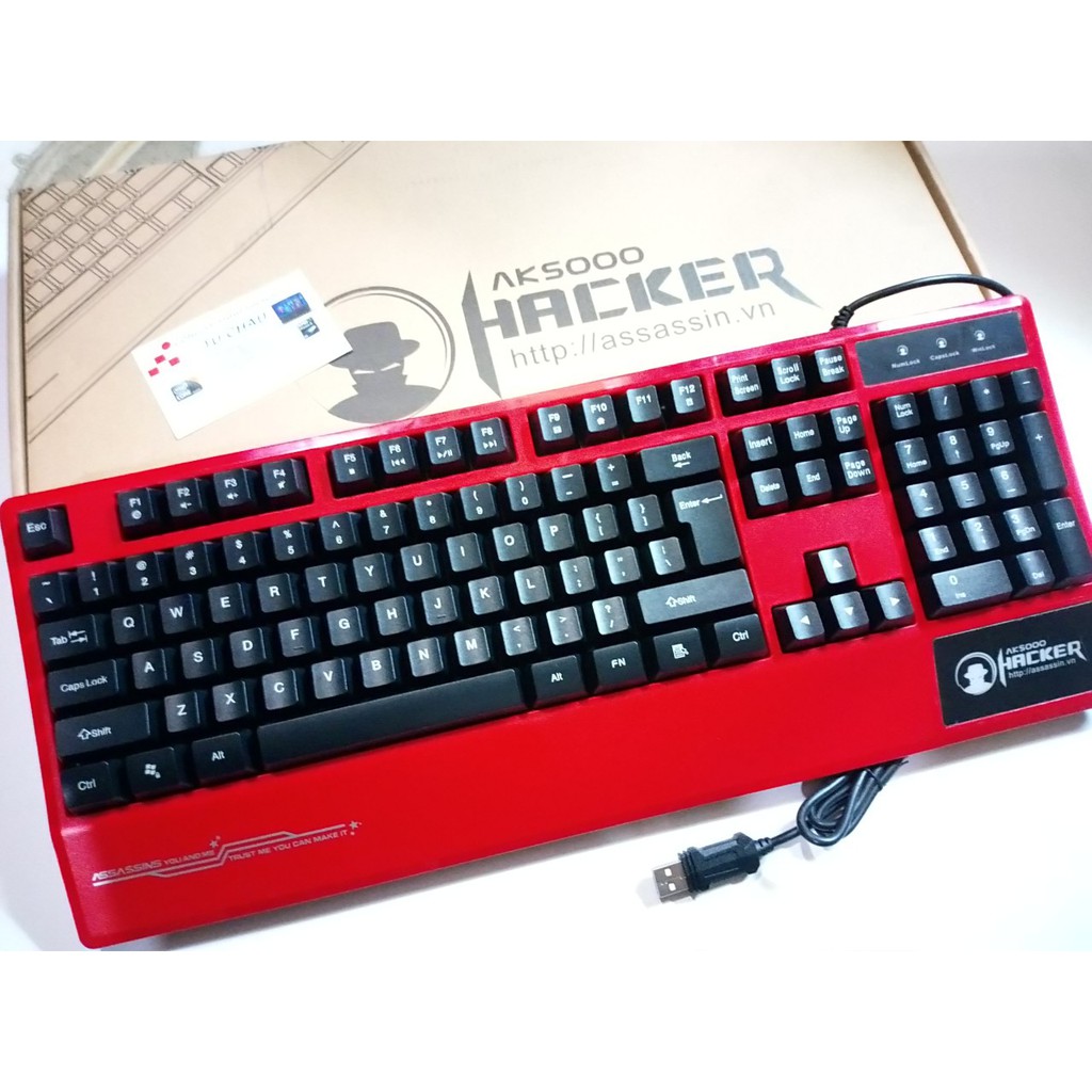 Bàn phím Hacker Gaming Assassins AK-5000, chuẩn USB Cáp dài 1.8 M