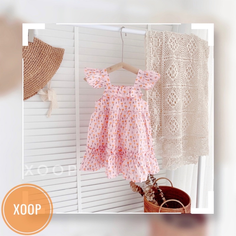 Váy cánh tiên hoa 3 tầng hoa 2 màu cho bé gái (9-19kg)