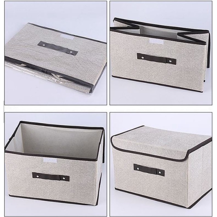 Bộ 2 Túi Vải Đựng Đồ Dạng Hộp Khung Cứng ( Ngẫu Nhiên Màu)