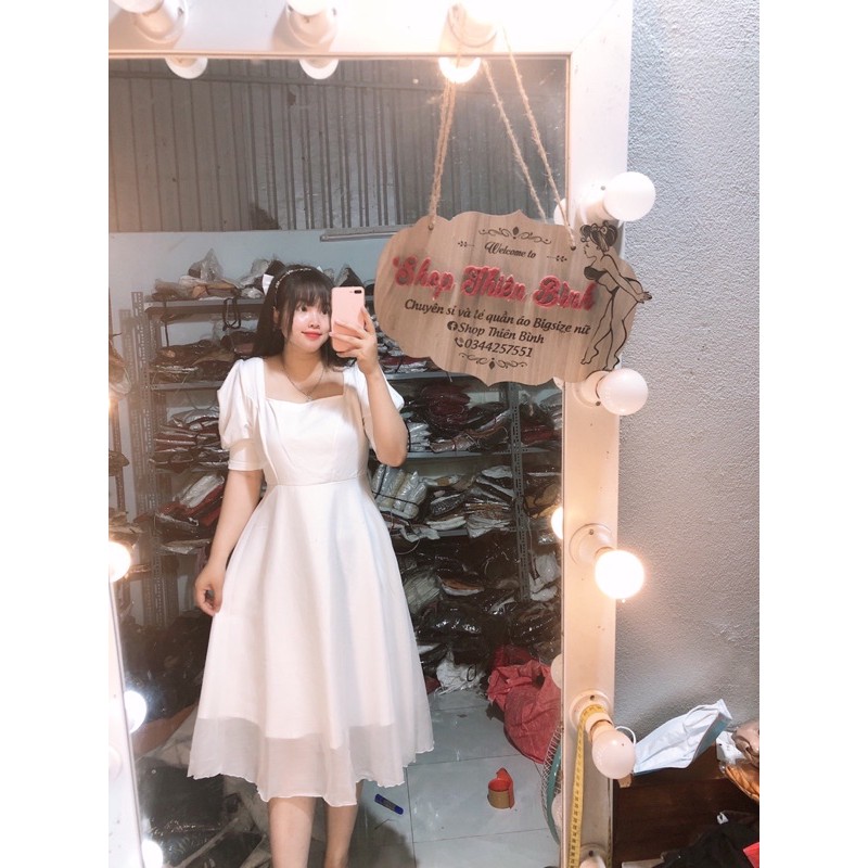 (Bigsize 60-95kg)  ĐẦM CÔNG CHÚA NƠ CÀI By Thiên Bình