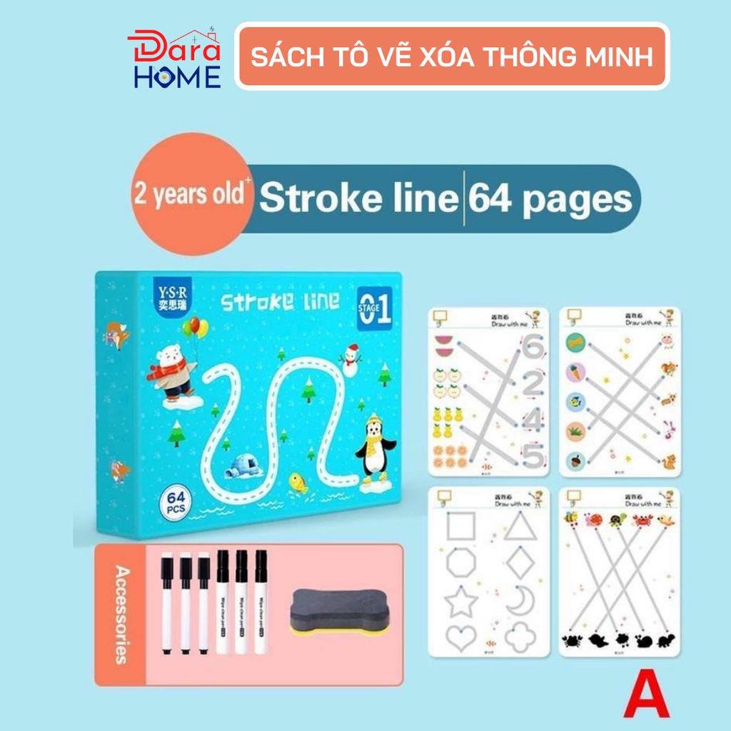 Sách tô số chữ thông minh cho bé, giúp bé tập tô, vẽ xóa dành cho bé từ 1-6 tuổi