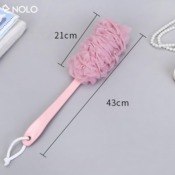 Combo 2 Cây Bông Tắm Cầm Tay Lưới Nhựa PE Mềm Mại Siêu Tạo Bọt Cán Dài 40Cm