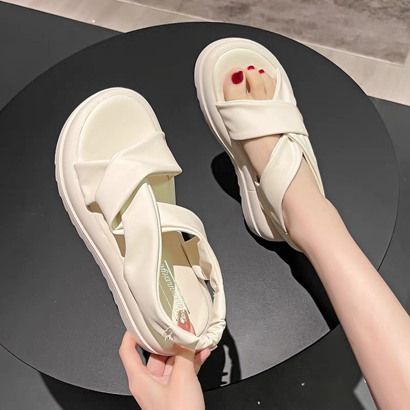 ( 2 màu) Giày sandal nữ ẢNH+VIDEO THẬT dép quai hậu đế răng cưa CHUN