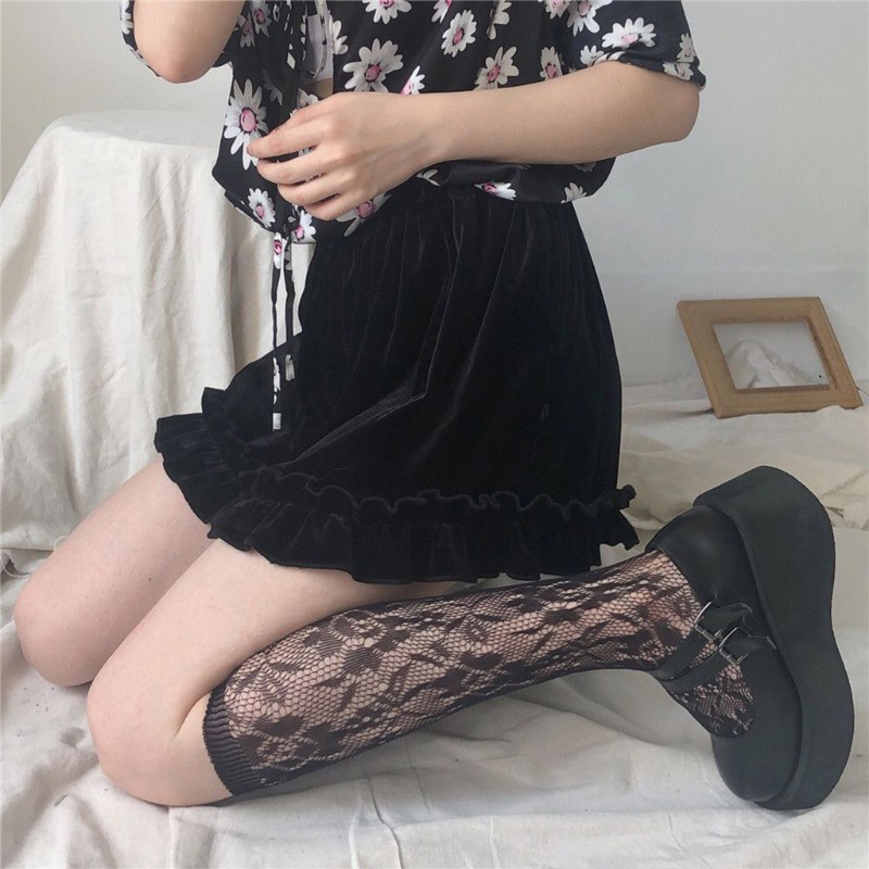 Đôi vớ dài tới đầu gối phối ren hoa phong cách lolita Nhật Bản ngọt ngào quyến rũ | BigBuy360 - bigbuy360.vn