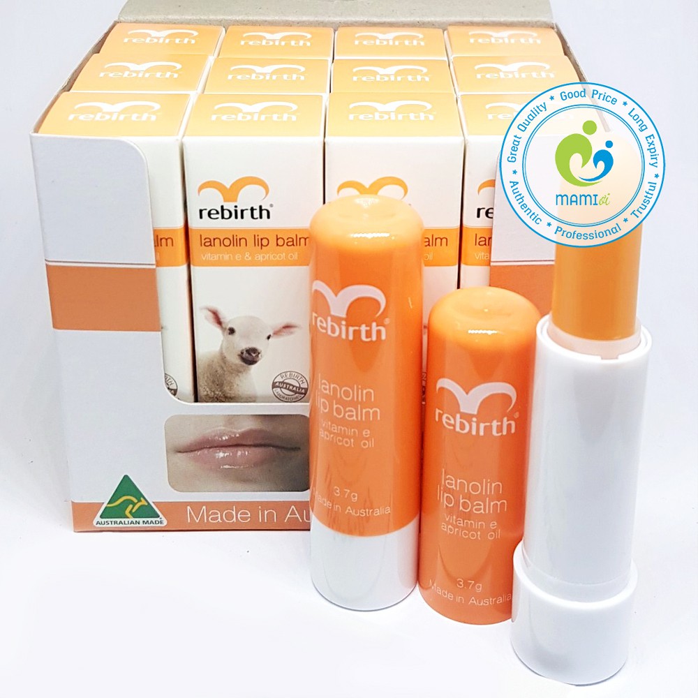 Son dưỡng môi (3.7g) nhau thai cừu Rebirth Lanolin Lip Balm, Úc