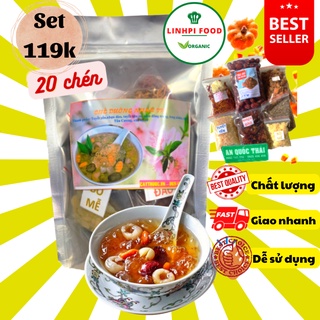 Set chè dưỡng nhan nấu 15 - 50 chén, combo chè tuyết yến nhựa đào 12 vị nguyên liệu giá sỉ