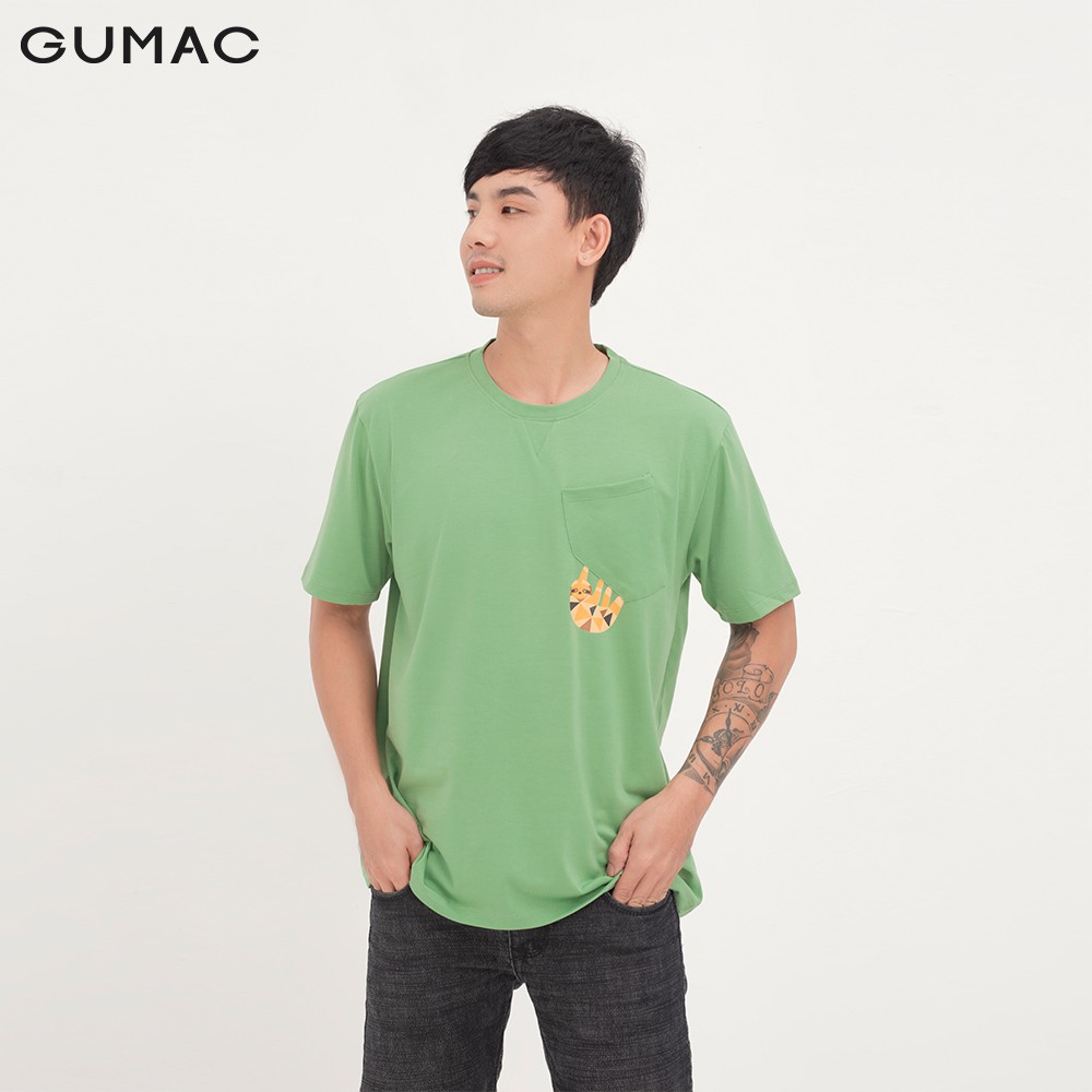 Áo thun nam ngắn tay túi xéo in lưới GUMAC đủ màu thiết kế basic ABA1265 | BigBuy360 - bigbuy360.vn