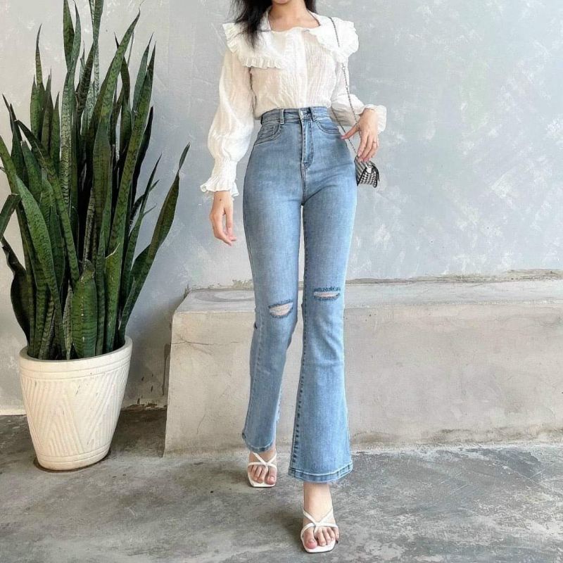 Quần Ống Loe. Lưng Cao Trên Rốn. Co Giãn Mạnh. Dài Quần 1m05. size 60kg Đến 95Kg