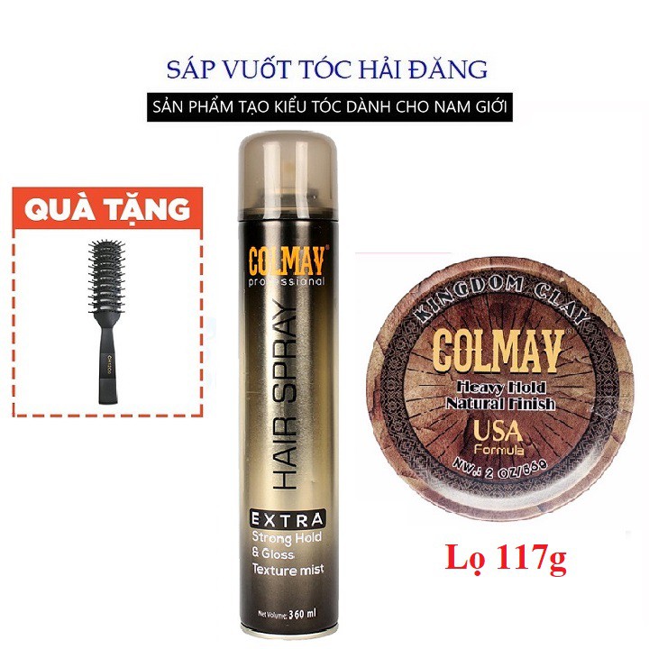 [COMBO] [CHÍNH HÃNG 100%] Sáp Vuốt Tóc Colmav Clay Kingdom + Gôm Colmav 360ml + Tặng Lược