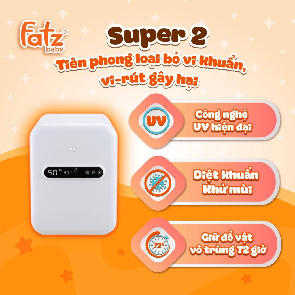 Máy tiệt trùng sấy khô UV cao cấp (Thể tích siêu rộng 17L) - Fatz Fatzbaby Super 2 FB4706SL