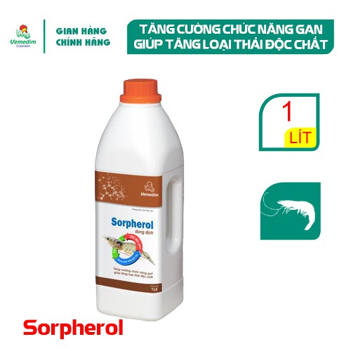 Vemedim Sorpherol tôm, dưỡng chất tăng cường chức năng gan, giúp tăng loại thải độc chất cho tôm, chai 1lit