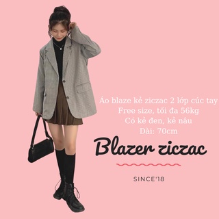 Áo blazer khoác kẻ, 2 lớp, chất dày dặn, form < 60kg, ảnh thật