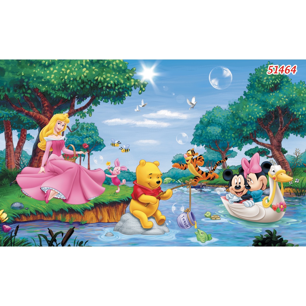 Tranh Dán Tường 3D Chủ Đề CHU GẤU POOR VÀ NHỮNG NGƯỜI BẠN ĐÁNG YÊU SIÊU SẮC NÉT