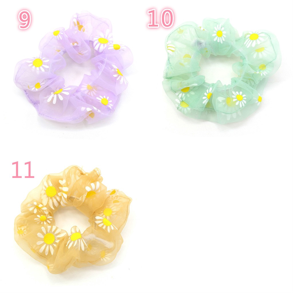 Dây Cột Tóc Vải Voan Trong Suốt Thêu Hoa Nữ Tính B1