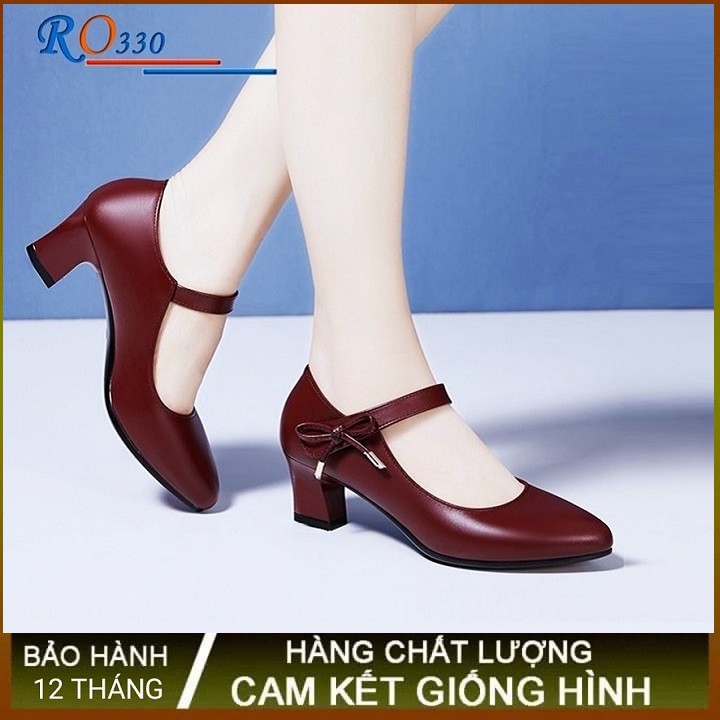 Giày sandal nữ cao gót 5p hàng hiệu rosata ba màu đen đỏ kem ro330