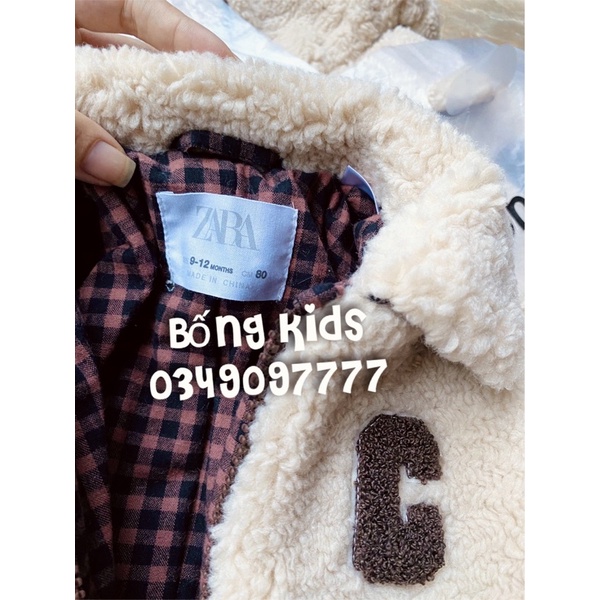 Áo Khoác Lông Cừu Bé Gái Chữ C Be Kem ZR