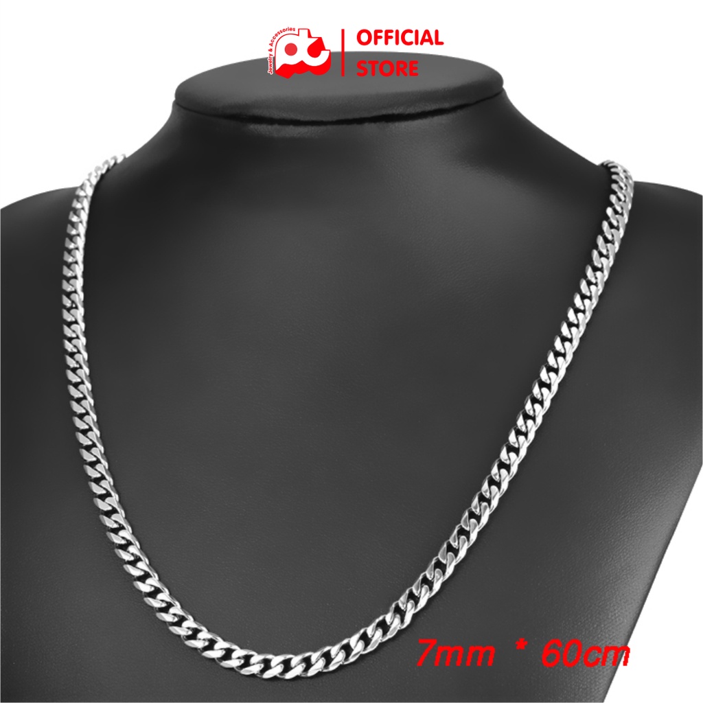 Dây chuyền nam thời trang đẹp titan thép không gỉ kiểu lặc xéo cao cấp PT JEWELRY kích cỡ 7mm màu trắng PTDCNA157