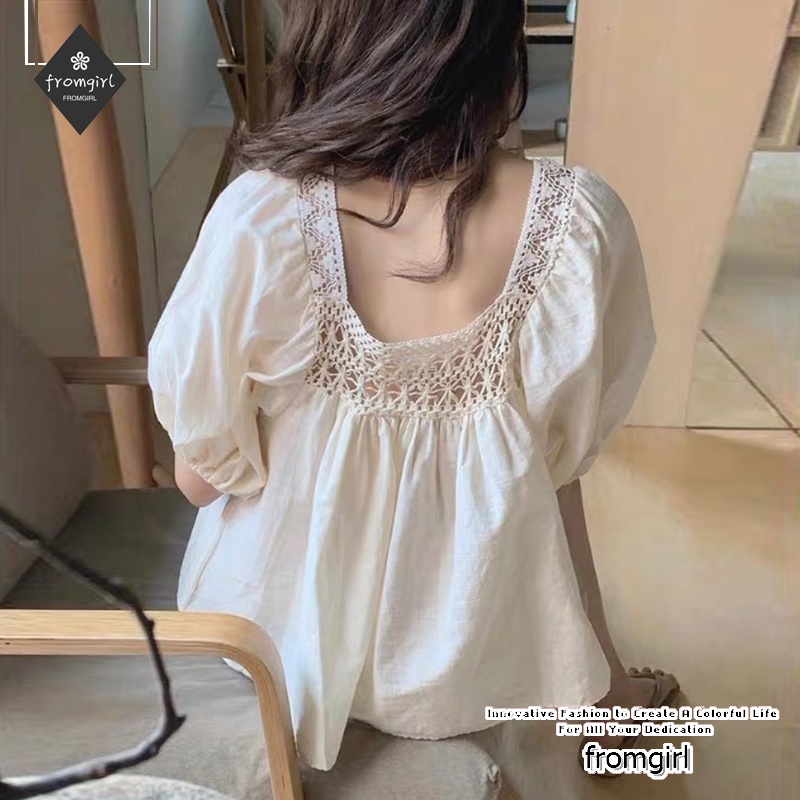 Áo Sơ Mi Tay Phồng Cổ Vuông Phong Cách Hàn Quốc Thời Trang Mùa Hè 2022 Dành Cho Nữ