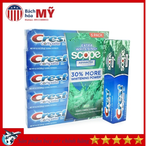 Kem Đánh Răng Crest Complete Extra Scope Whitening Plus Scope 232g Của Mỹ
