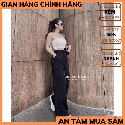 Sét quần ống rộng kèm áo 2 dây nữ quần ống rộng cạp cao khuy trước chất tuyết mưa đẹp ,quần ống rộng nữ THỜI TRANG 1989