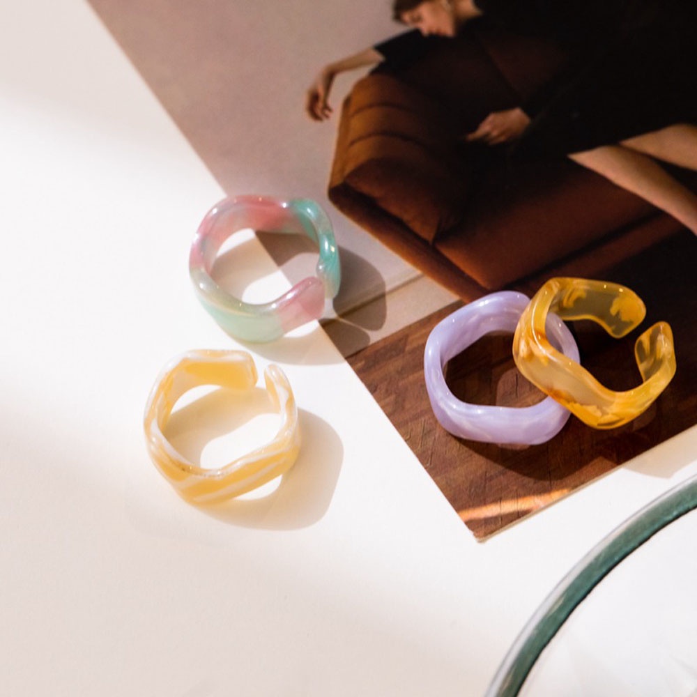 Epoch Nhẫn Đeo Ngón Tay Bằng Nhựa Resin Màu Kẹo Phong Cách Hàn Quốc Thời Trang Mùa Hè Cho Nữ 2021