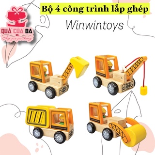 Đồ chơi xe công trình 5 trong 1 bằng gỗ cao cấp winwintoys cho bé