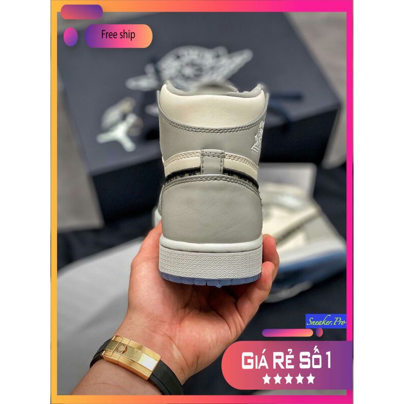 Giày thể thao AIR JORDAN 1 Xám trắng cổ cao siêu đẹp cho nam và nữ siêu đẹp | BigBuy360 - bigbuy360.vn