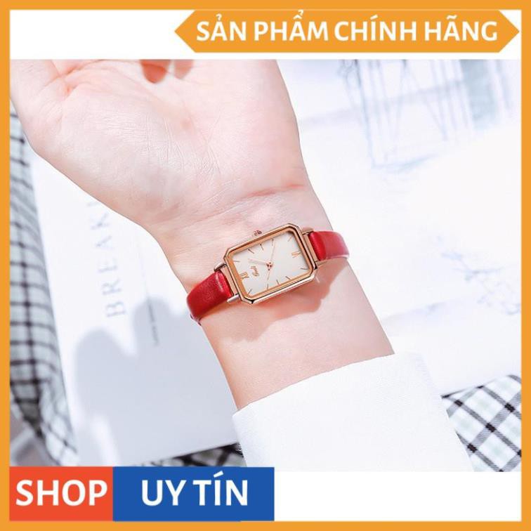 Đồng hồ nữ Gedi hàng chính hãng dây da mặt chữ nhật đủ màu