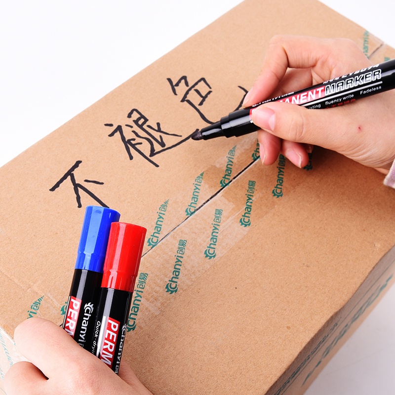 Chuangyi Marker Màu đen Không thấm nước đỏ xanh Logistics Dấu hiệu Chuyển phát nhanh đến Văn phòng Head dày một và Đôi