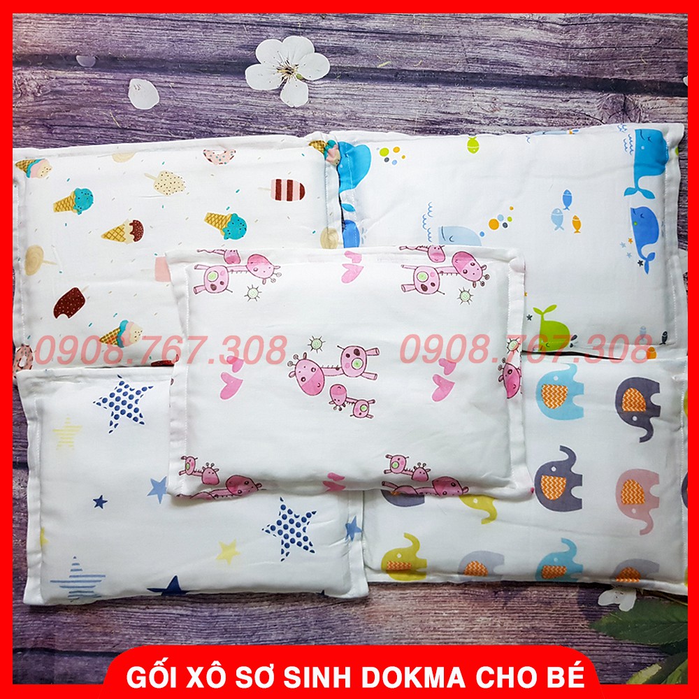 Gối Xô Sơ Sinh Dokma Cho Bé, Ruột Bằng Bông Tự Nhiên - Kích Thước 26x36cm - Loại 1 - 8936090721629