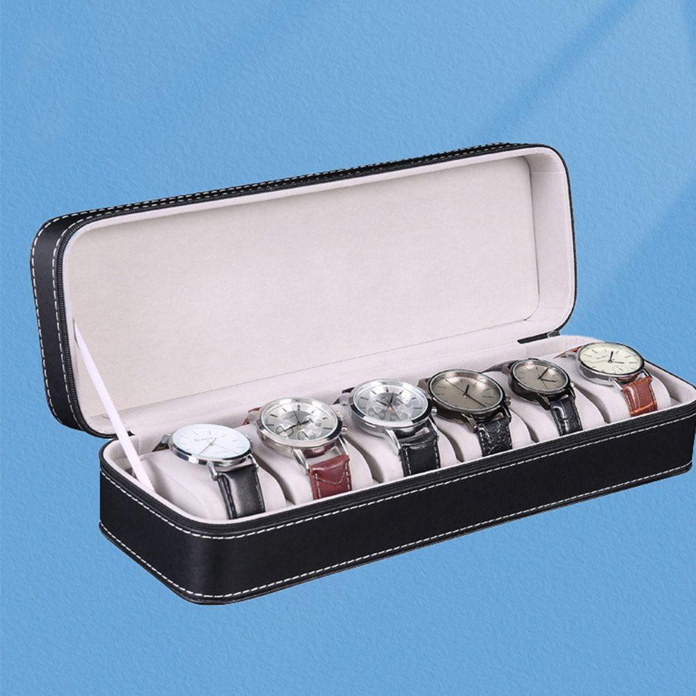 Hộp Đựng Đồng Hồ Đeo Tay Bằng Da Pu 6 Ngăn Kích Thước Nhỏ Gọn Thời Trang Cổ Điển Dành Cho Đi