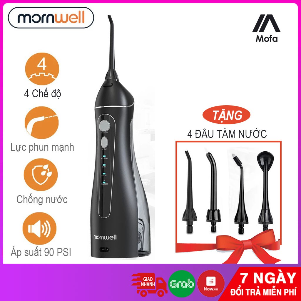 Máy Tăm Nước Cao Cấp Vệ Sinh Răng Miệng Mornwell Với 3 Chế Độ Giúp Làm Sạch Răng Miệng