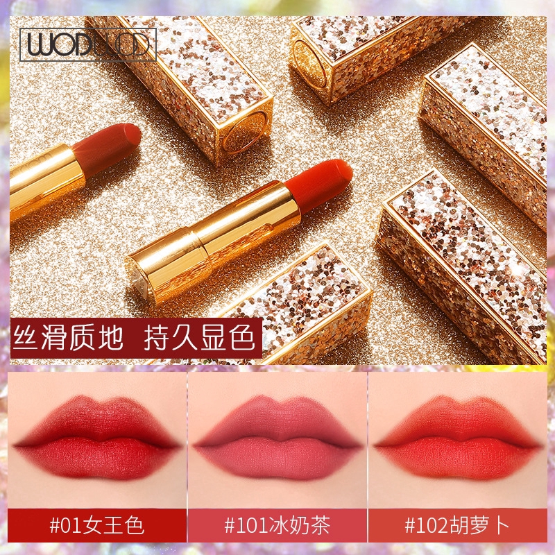 WODWOD® Make Up Small Gold Diamond Silk Lip Balm Affordable Moisturizing Matte Lipstick