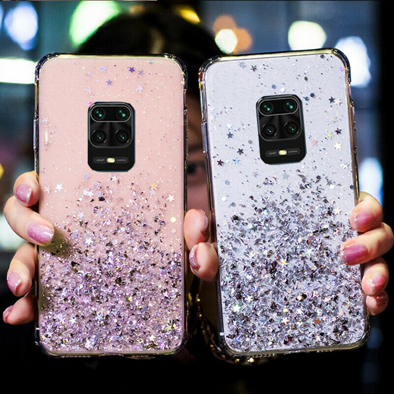 For Xiaomi Redmi Note 9S 9 8 Pro 8T Bling Glitter Shockproof Soft Silicone Clear TPU Case Cover