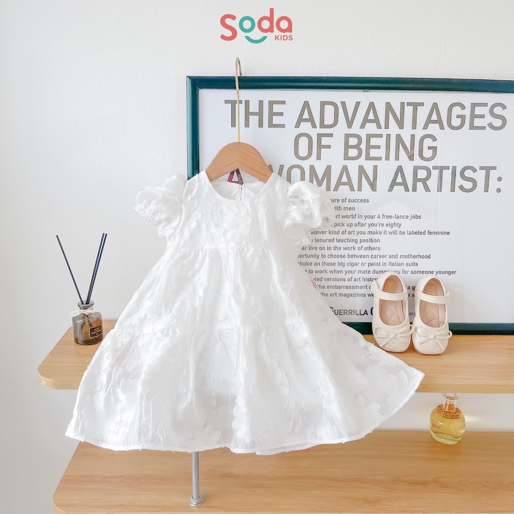 Váy bé gái, váy công chúa Cloudfee SODA KIDS họa tiết hoa nổi nhiều màu