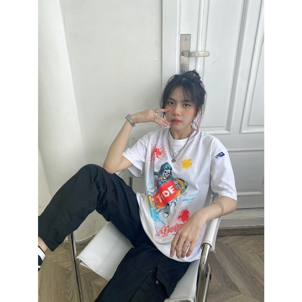 Áo thun FIDE phông trơn nam nữ cổ tròn DEATH SKATE