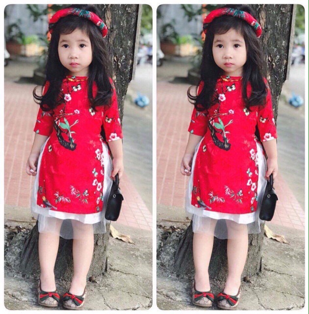 SÉT ÁO DÀI BÉ GÁI CÓ MẤN