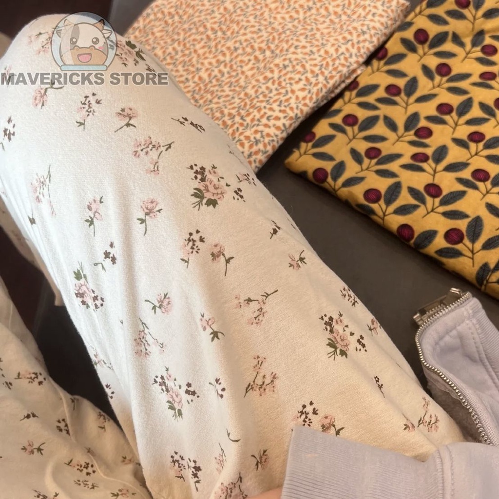 Quần Ngủ Ống Rộng In Họa Tiết Hoa Dễ Thương Thoải Mái Phong Cách Hàn Quốc Cho Nữ