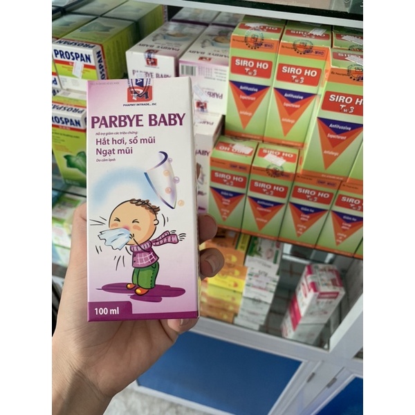 Siro Parbye Baby giảm hắt hơi, sổ mũi, ngạt mũi. Siro mũi thảo dược an toàn cho bé từ 6 tháng tuổi. Siro sổ mũi hiệu quả