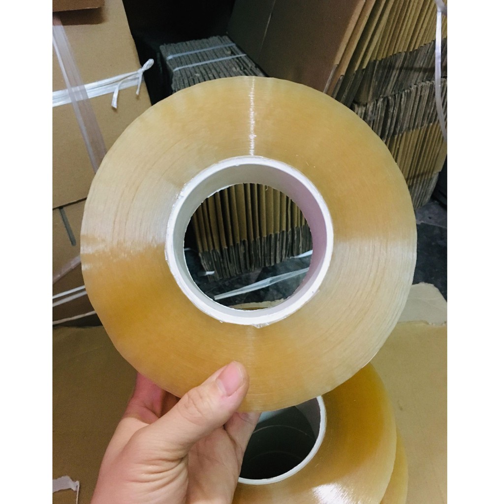 Cuộn băng dính băng keo to loại 1kg đóng gói dán hàng siêu dính, siêu chắc 3 màu trắng trong, vàng chanh, đục