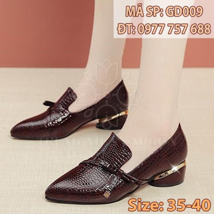 HX Giày nữ trung niên đế thấp ngoại cỡ cao cấp sang trọng cho mẹ u50 GD009