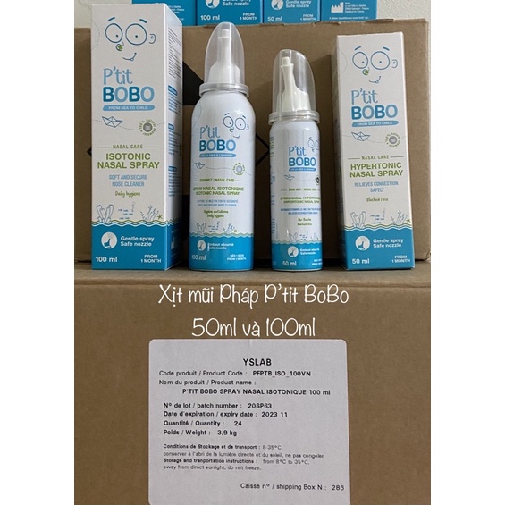 XỊT MŨI PHÁP P’tit Bobo 100ml và 50 ml ( Bán Vào Các Bệnh Viện Nhi TW Hà Nội)