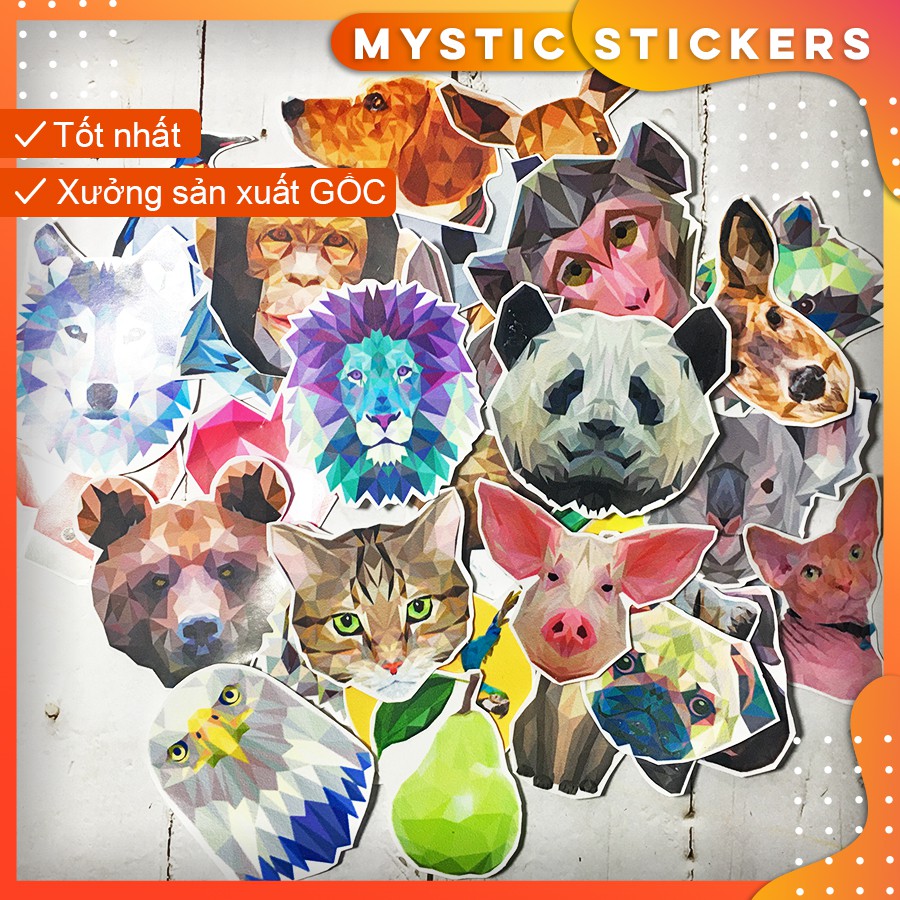 [LOW POLY] 33 Sticker chống nước/ dán laptop vali xe mũ bảo hiểm nhà cửa ...