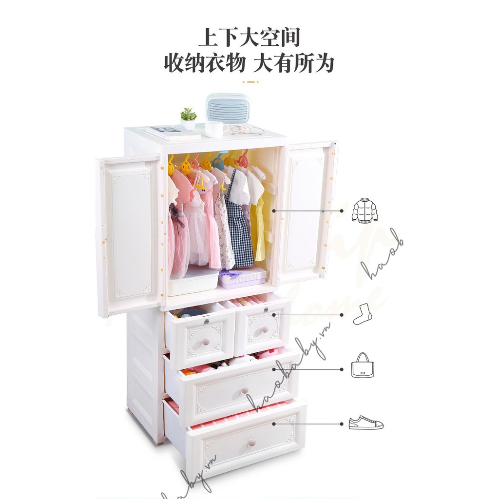Tủ nhựa SASA 5 tầng lắp ghép cao cấp, đựng quần áo trẻ em, đồ cho bé